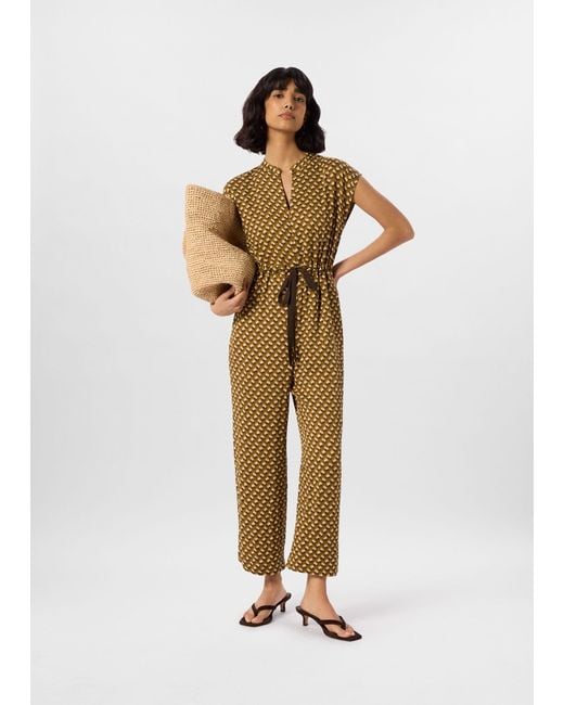 Whistles Brown Ikat Spot Sleeveless Jumpsuit