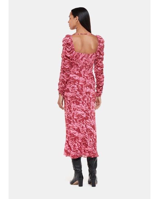 Whistles Red Jonie Sleek Texture Midi Dress