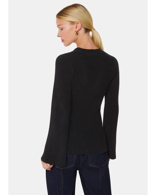 Whistles Black Chenille V Neck Knit