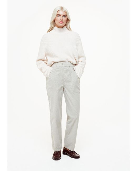 Whistles White Petite Tessa Stripe Casual Trouser