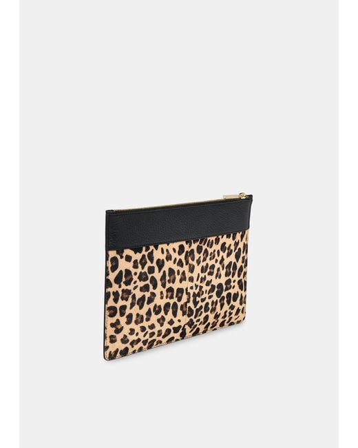 Whistles Black Leopard Panel Clutch