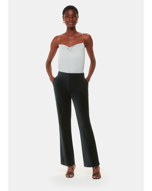 Whistles White Helena Velvet Straight Trouser