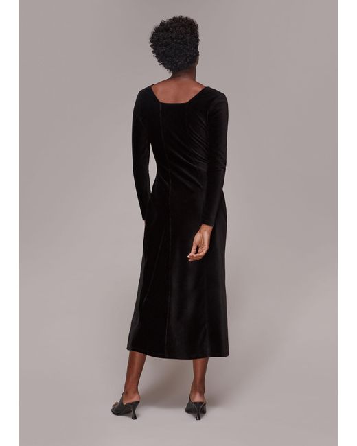 Whistles Black Cord Velvet Bust Detail Dress