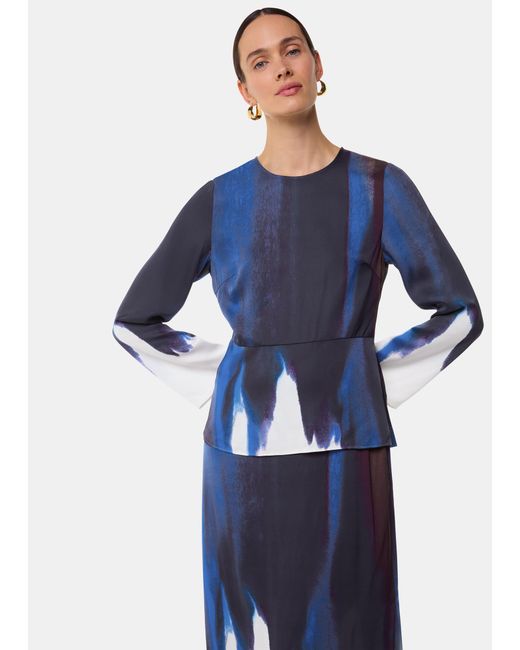 Whistles Blue Ice Dye Print Top