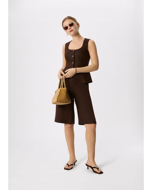 Whistles Brown Linen Waistcoat