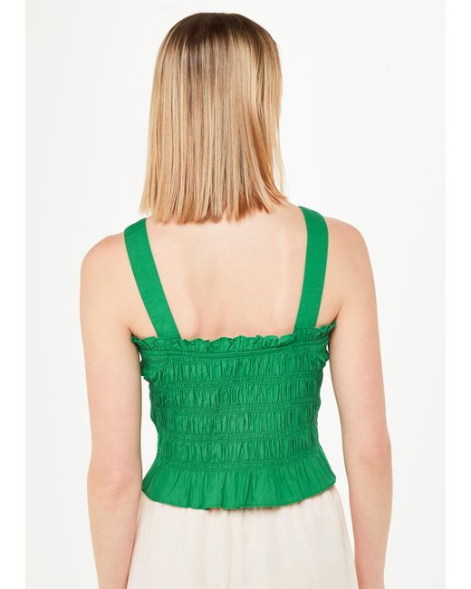 Whistles Green Saskia Crinkle Strappy Top
