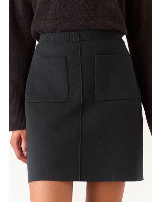 Whistles Black Patch Pocket Knitted Skirt