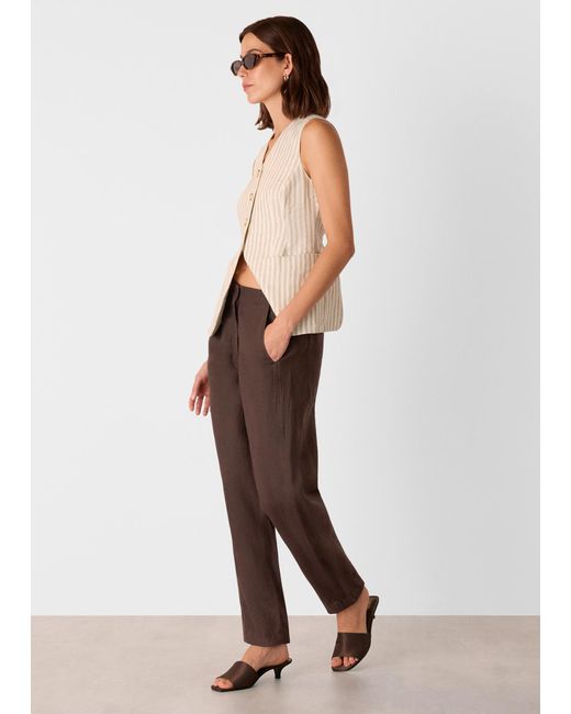 Whistles Brown Linen Barrel Trouser