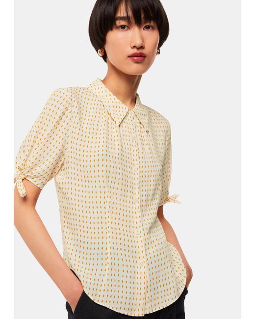 Whistles Natural Oval Spot Tie Sleeve Shirt