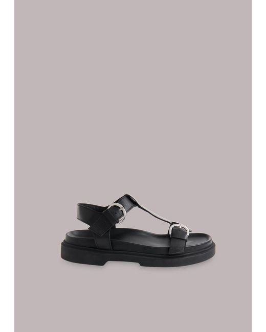 Whistles Gray Porto Double Buckle Sandal