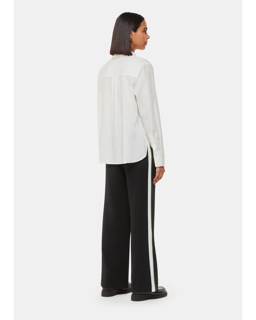 Whistles White Crepe Side Stripe Trouser