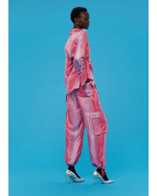 Whistles Blue Tangle Stripe Silk Mix Trouser