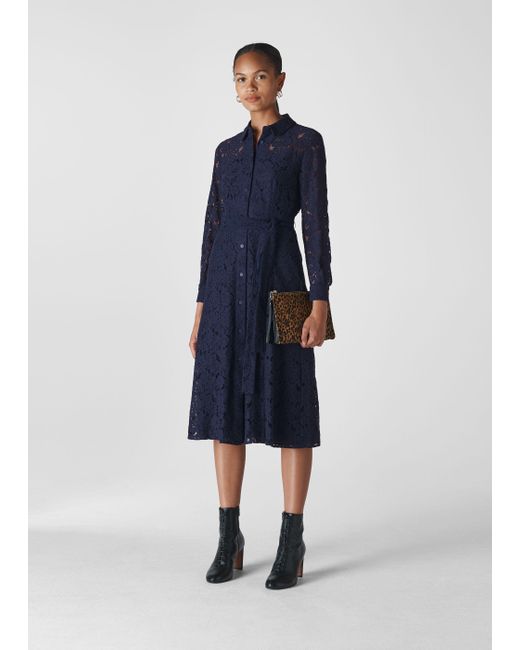 whistles navy lace dress