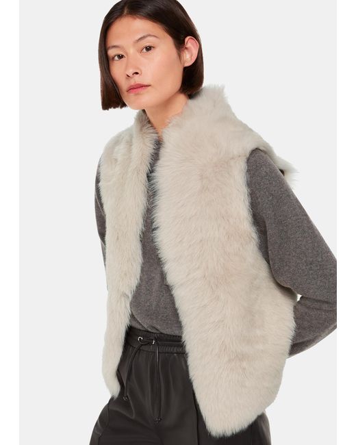 Whistles Natural Short Toscana Sheepskin Gilet
