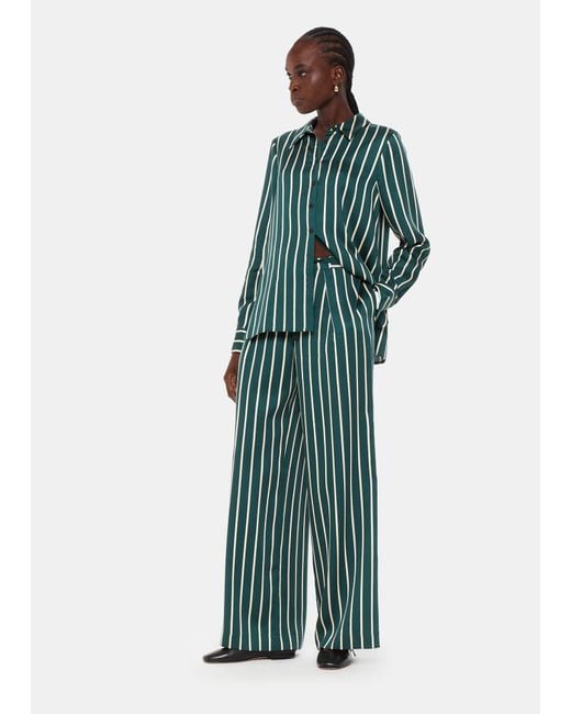 Whistles Green Alex Stripe Trouser