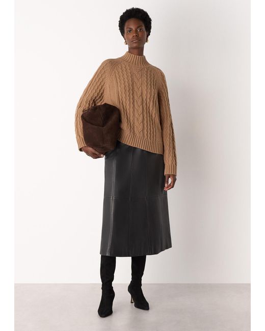 Whistles Natural Cable Wool Mix Detail Knit
