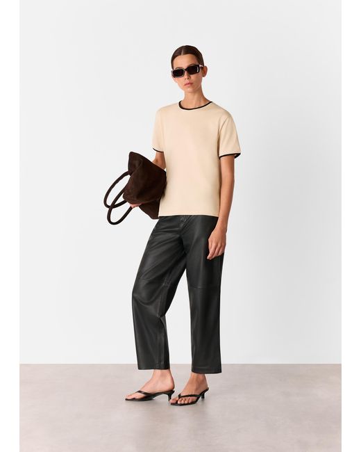 Whistles Natural Contrast Piping Detail Tee