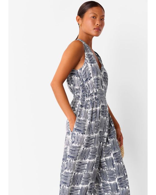Whistles White Petite Hatch Squares Jumpsuit