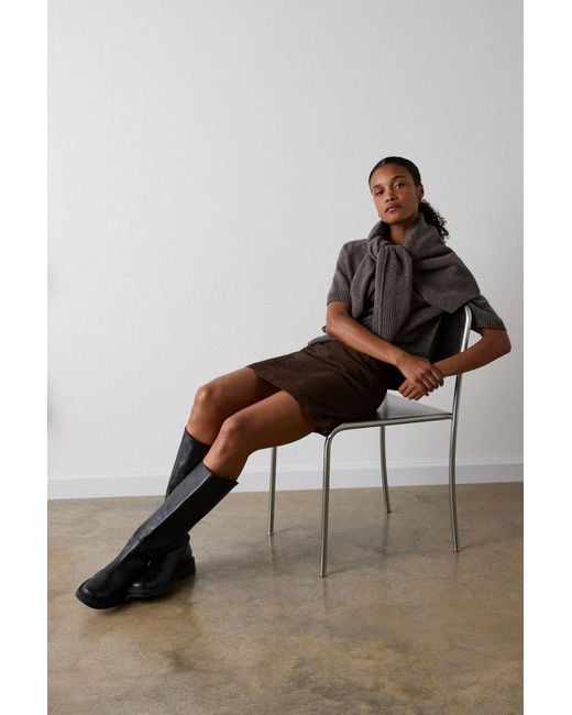 Whistles Brown Suede A Line Mini Skirt