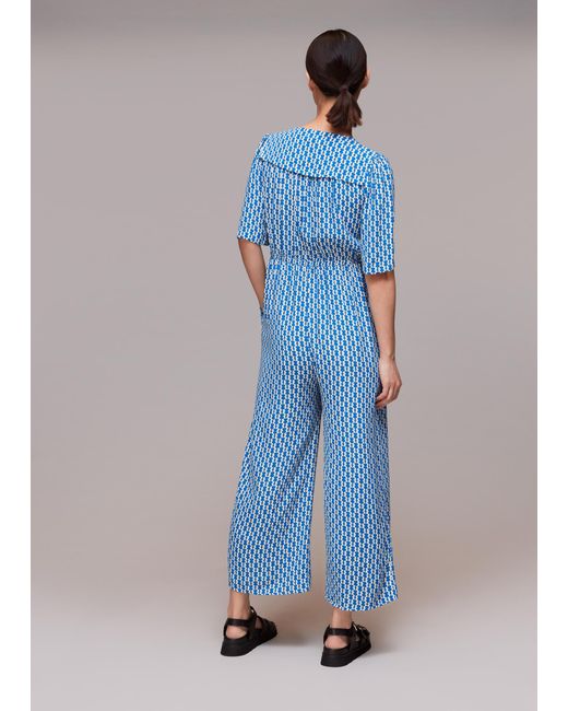 Whistles Blue Vertical Stack Jumpsuit