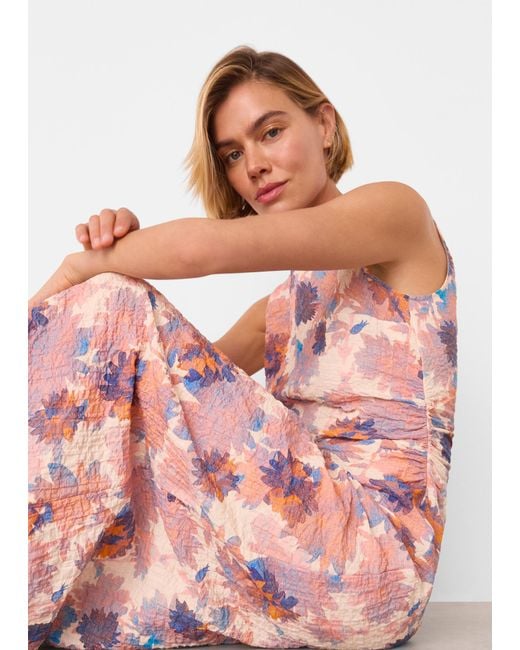 Whistles Pink Floral Textured Midi Dress