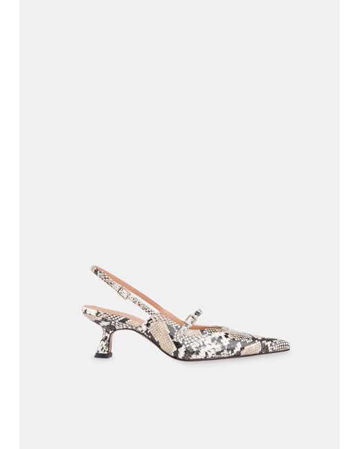 Whistles White Nila Snake Slingback Heel