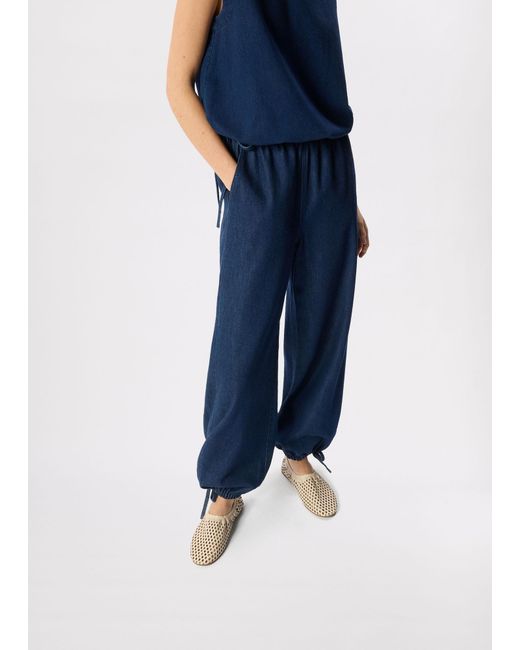 Whistles Blue Tie Hem Balloon Trouser