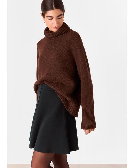 Whistles Black Flippy Knitted Mini Skirt