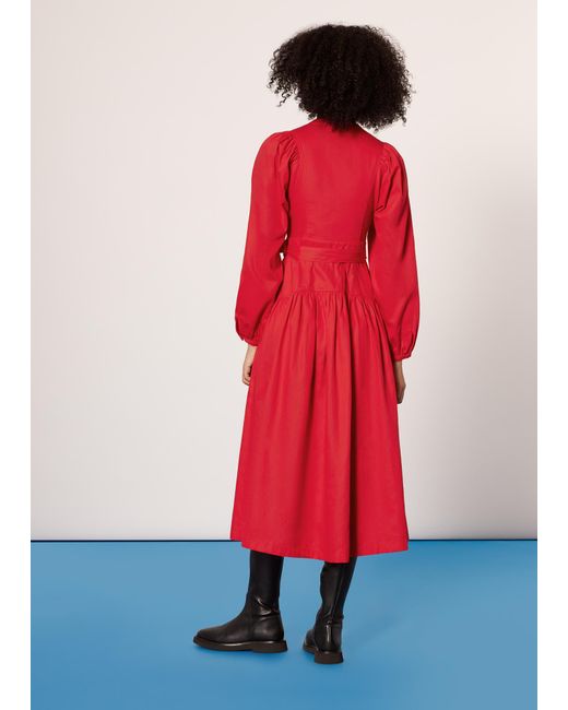 Whistles Red Ilya Full Sleeve Dress
