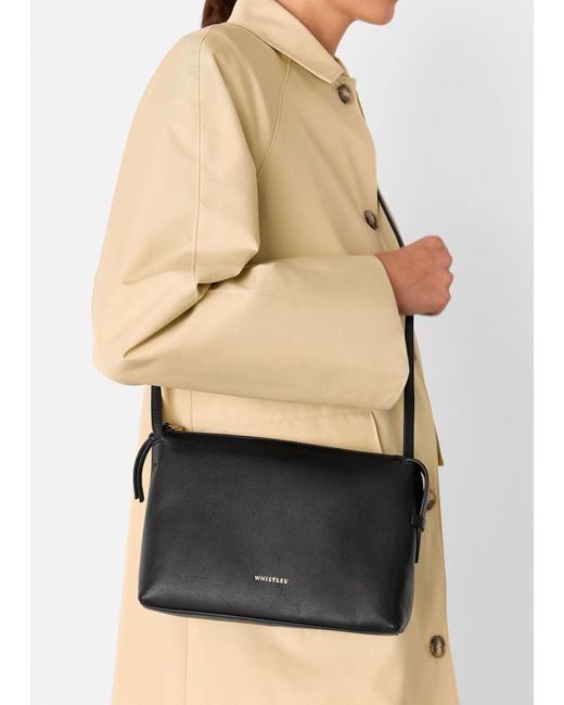 Whistles Black Kaia Zip Top Crossbody Bag