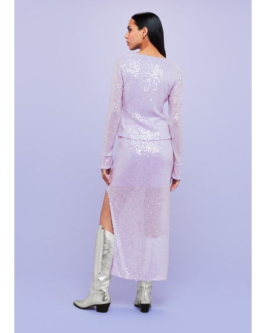 Whistles Purple Lio Sequin Sculptured Skirt