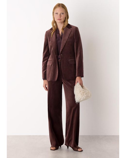 Whistles Red Velvet Straight Leg Trouser