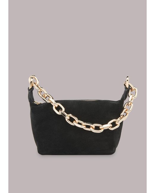 Whistles Black Naia Suede Chain Bag