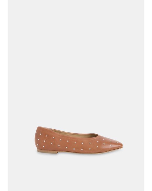 Whistles Blue Karina Studded Ballet Pump