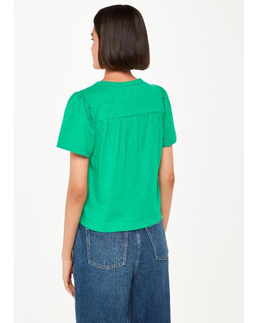 Whistles Blue Maeve V Neck Button Front Tee