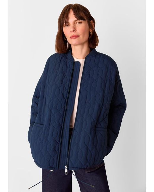 Whistles Blue Nia Drawstring Quilted Jacket