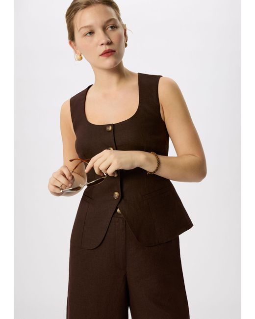Whistles Brown Linen Waistcoat