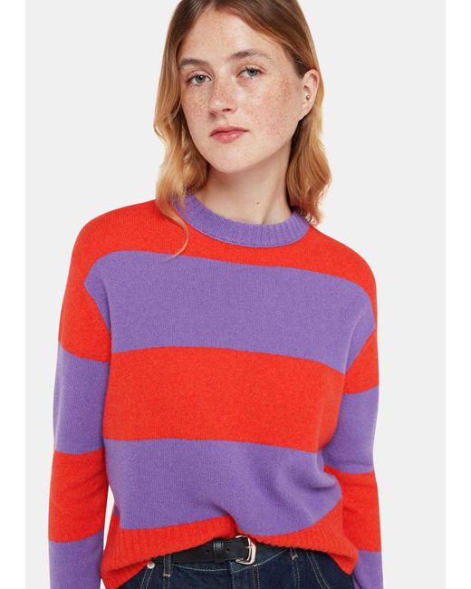 Whistles Red Wool Block Stripe Jumper