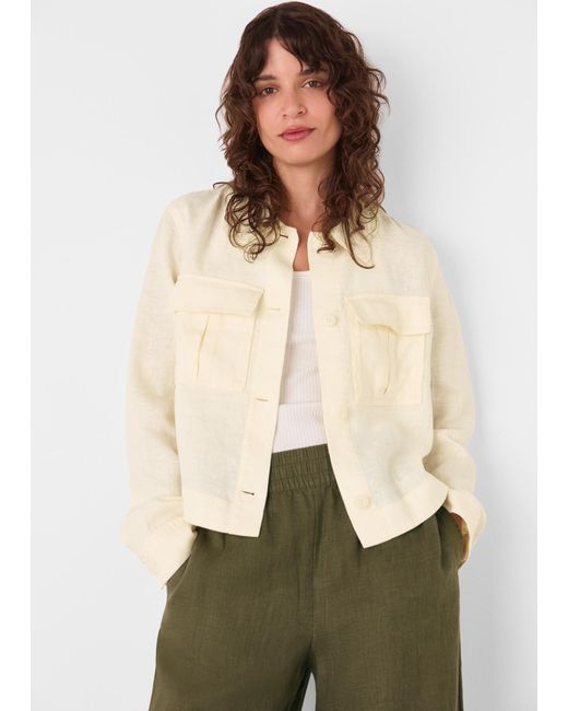 Whistles Natural Abby Linen Casual Jacket