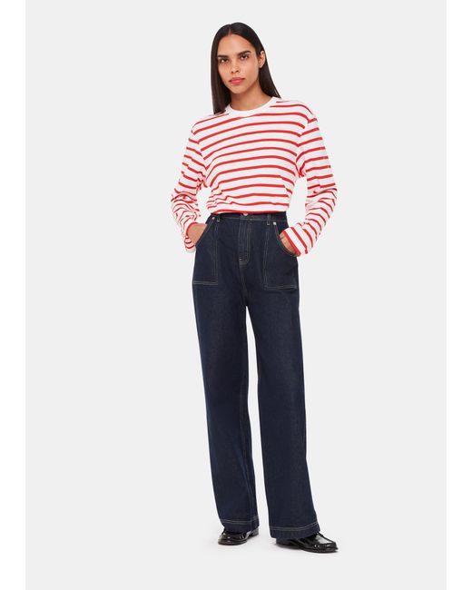 Whistles Blue Stripe Cotton Top
