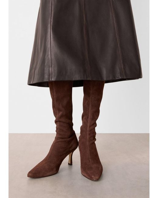 Whistles Brown Hera Stretch Suede Boot