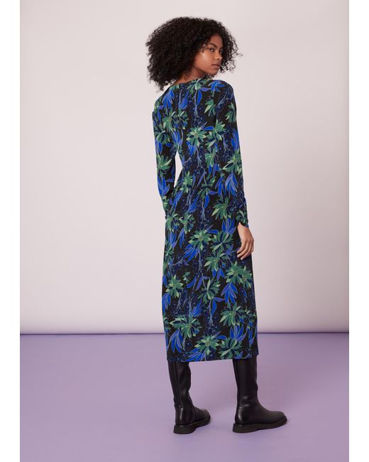 Whistles Blue Scaling Blossom Silk Dress