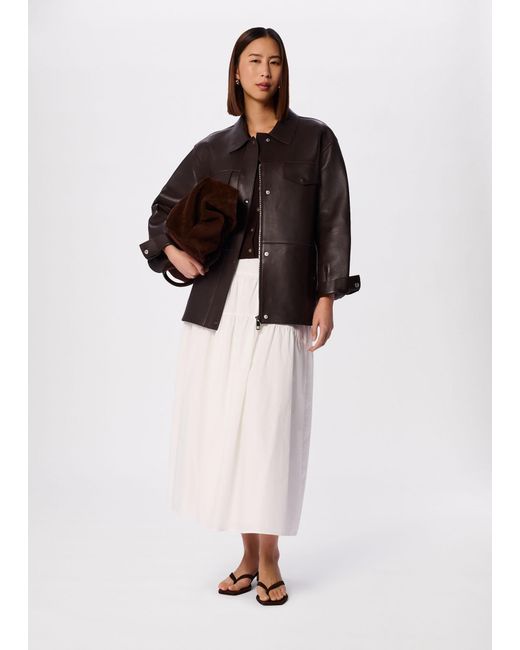 Whistles Brown Petite Clean Bonded Leather Jacket