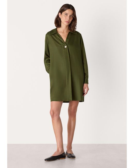 Whistles Green Collared Button Short Dress