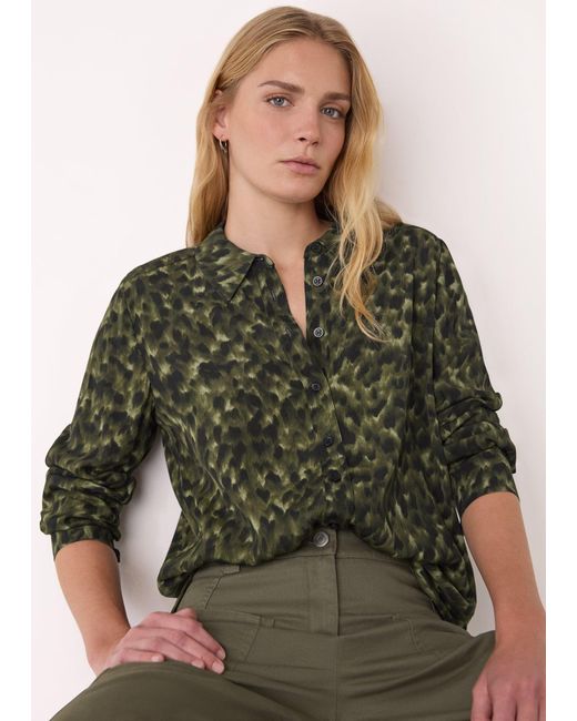 Whistles Green Animal Print Collared Shirt