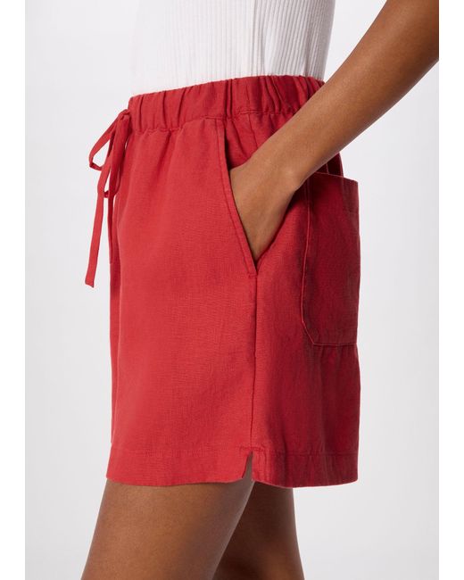 Whistles Red Linen Elasticated Short