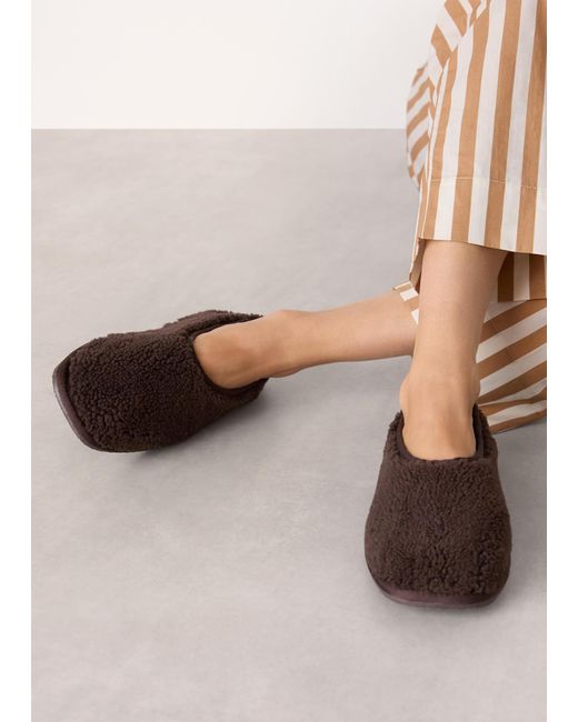 Whistles White Shearling Ballet Slipper