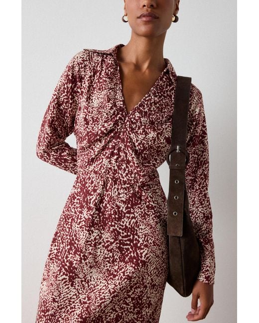 Whistles Pink Feathered Animal Shirt Dress