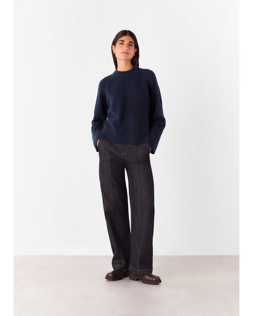 Whistles Blue Wool Mix Side Split Knit
