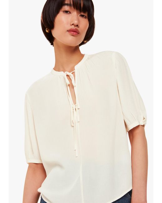 Whistles White Jessie Tie Front Blouse
